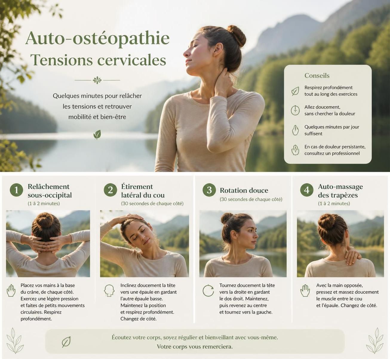 découvrez des techniques simples d'auto-ostéopathie pour soulager efficacement les tensions cervicales et améliorer votre bien-être au quotidien.